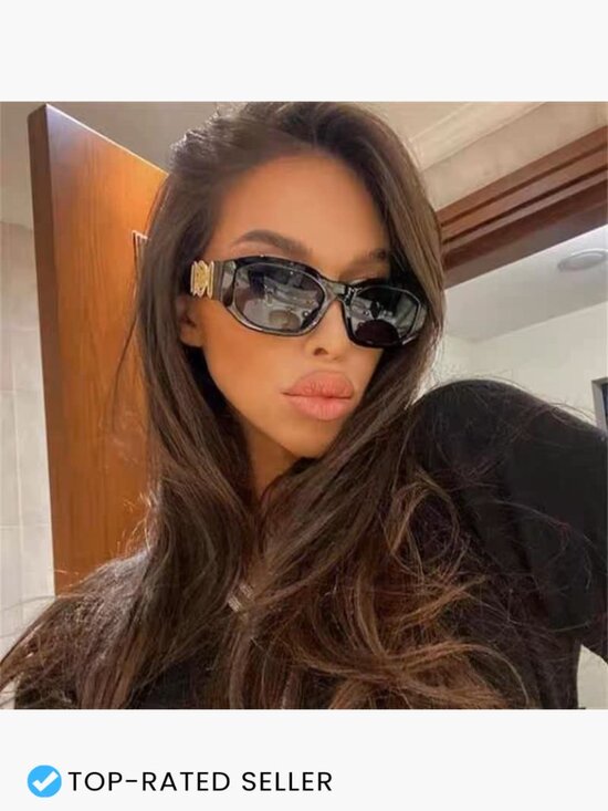 Retro Rectangle Sunglasses Unisex Small Narrow Square Vintage 90s Style UV